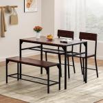 4-Piece Dark Walnut Kitchen Table and Chairs Set