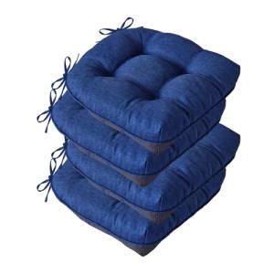 Navy Blue Chair Cushions Set of 4, Tufted