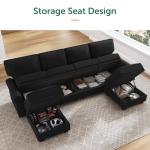 HONBAY U-Shaped Velvet Sectional Sofa with Storage