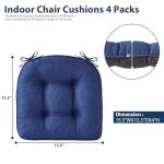Navy Blue Chair Cushions Set of 4, Tufted