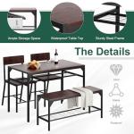 4-Piece Dark Walnut Kitchen Table and Chairs Set
