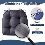 Navy Blue Chair Cushions Set of 4, Tufted