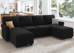 HONBAY U-Shaped Velvet Sectional Sofa with Storage