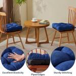 Navy Blue Chair Cushions Set of 4, Tufted