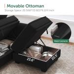 HONBAY U-Shaped Velvet Sectional Sofa with Storage