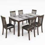 7-Piece Solid Wood Dining Table Set with Chairs