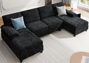 Meilocar 106-Inch U-Shaped Sectional Sofa in Black