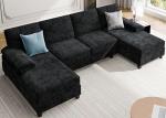 Meilocar 106-Inch U-Shaped Sectional Sofa in Black