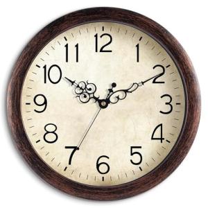 Vintage 8-Inch Silent Wall Clock in Bronze