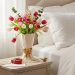 White Ceramic Bow Vase for Boho Home Decor