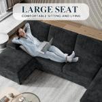 Meilocar 106-Inch U-Shaped Sectional Sofa in Black