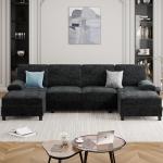 Meilocar 106-Inch U-Shaped Sectional Sofa in Black