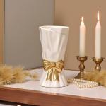 White Ceramic Bow Vase for Boho Home Decor