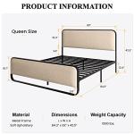 Beige Queen Metal Platform Bed with Storage