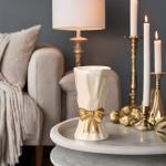 White Ceramic Bow Vase for Boho Home Decor