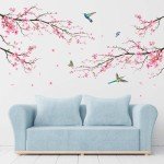 Pink Watercolor Cherry Blossom Wall Stickers Set