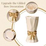 White Ceramic Bow Vase for Boho Home Decor