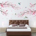 Pink Watercolor Cherry Blossom Wall Stickers Set
