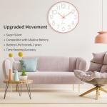 Rose Gold Silent Wall Clock - 12 Inch Round