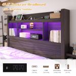 LUXOAK King Bed Frame with Bookcase Headboard