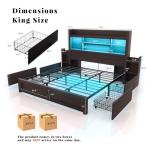 LUXOAK King Bed Frame with Bookcase Headboard