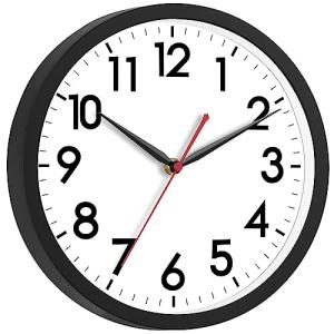 12-Inch Silent Modern Wall Clock - Black