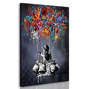 Banksy-Inspired Large Abstract Canvas Wall Art