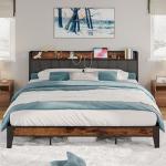 California King Bed Frame with Storage and Charging