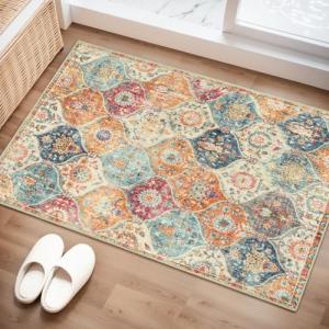 Lahome Non-Slip Moroccan Trellis 2x3 Washable Rug