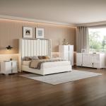 Modern 5-Piece King Bedroom Set in Cream White