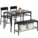 4-Piece Black Dining Table Set with Chairs and Bench