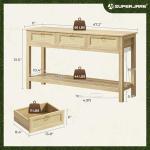 Rattan Console Sofa Table with USB-C and Drawers