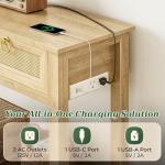 Rattan Console Sofa Table with USB-C and Drawers