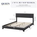 Allewie Adjustable Faux Leather Queen Bed Frame