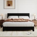 Allewie Adjustable Faux Leather Queen Bed Frame