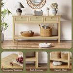 Rattan Console Sofa Table with USB-C and Drawers