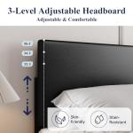 Allewie Adjustable Faux Leather Queen Bed Frame
