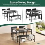 4-Piece Black Dining Table Set with Chairs and Bench