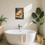 Whimsical Frog Bathroom Wall Art Print 12x16 inch