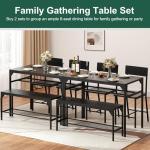 4-Piece Black Dining Table Set with Chairs and Bench