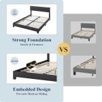 Allewie Adjustable Faux Leather Queen Bed Frame