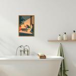 Whimsical Frog Bathroom Wall Art Print 12x16 inch