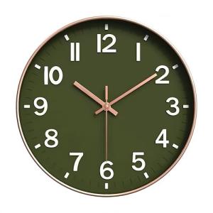 Large 12” Vintage Green Silent Wall Clock