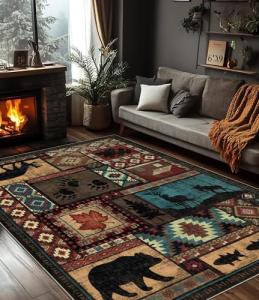YIHOUSE 5x7 Rustic Bear Area Rug
