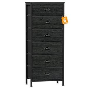 Tall 6-Drawer Black Dresser and Nightstand Set