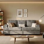 Comkei 89" Comfy Grey Sectional Sofa for Small Spaces