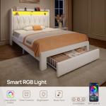 Rolanstar Twin Bed Frame with Storage and LED Lights