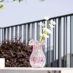 Modern Handblown Glass Vase with Pink Petals