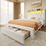 Rolanstar Twin Bed Frame with Storage and LED Lights