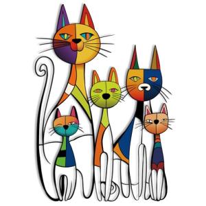 Colorful Mid Century Cat Wall Art Sculpture